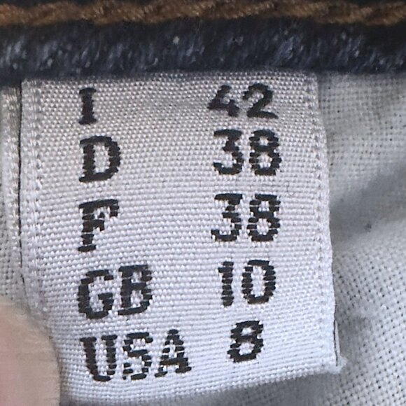 Jeremy Scott Ripped Denim Jeans Size 8 Multicolor Lamb Leather Patches Italy - Picture 9 of 10